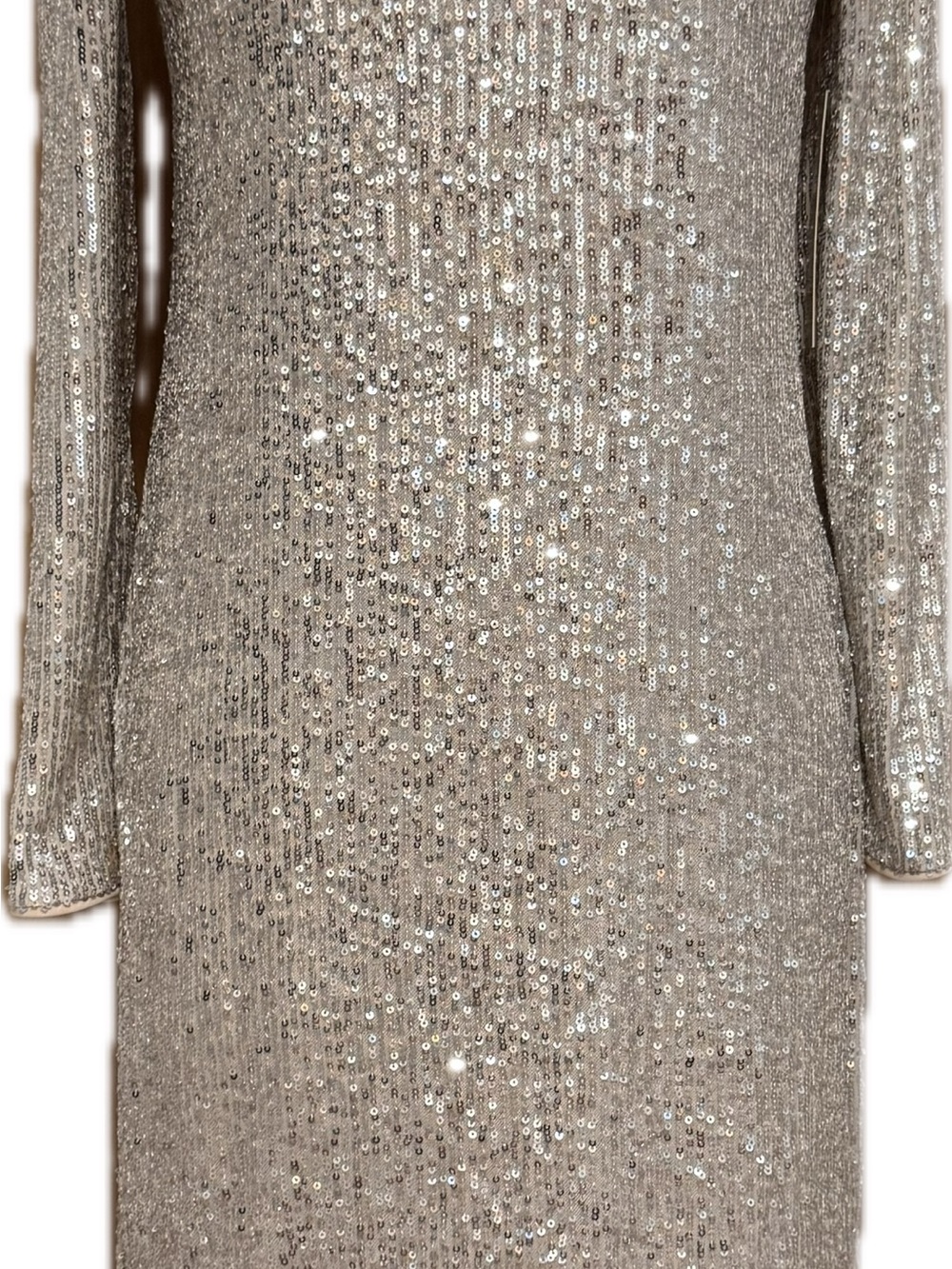 Eliza J Sparkle Sequin Long Sleeve Silver Cocktail Dress NWT